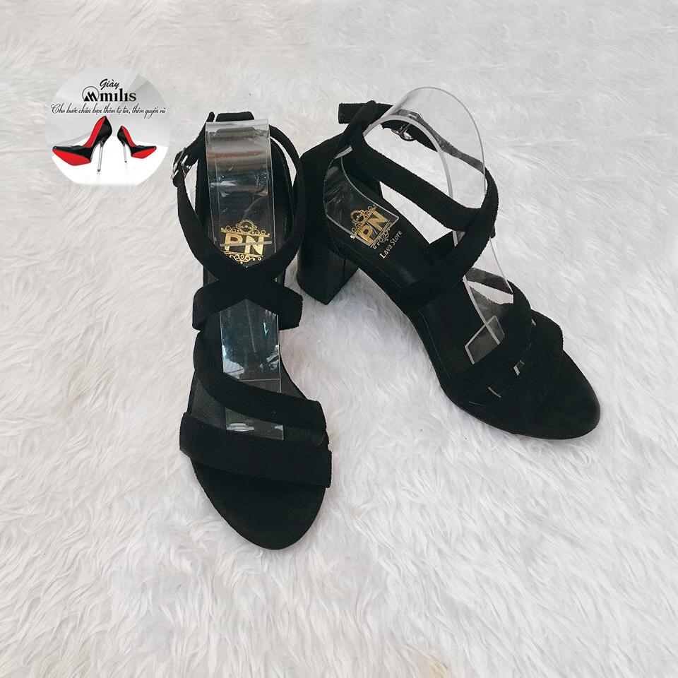 Sandal cao gót quai chéo 7 phân