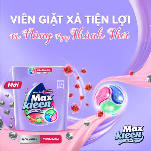 Túi Viên Giặt Xả MaxKleen 2 Trong 1 (34 Viên/ Túi)