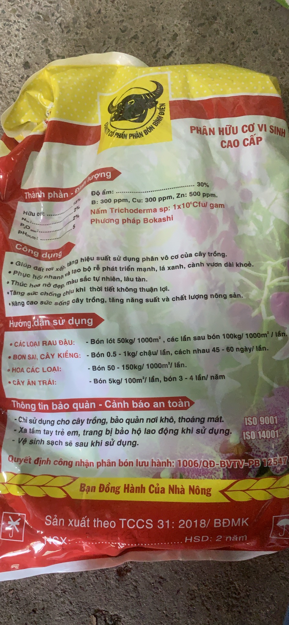 PHÂN ĐẦU TRÂU  HỮU CƠ HCMK7 TRICHODERMA + TE - 5KG