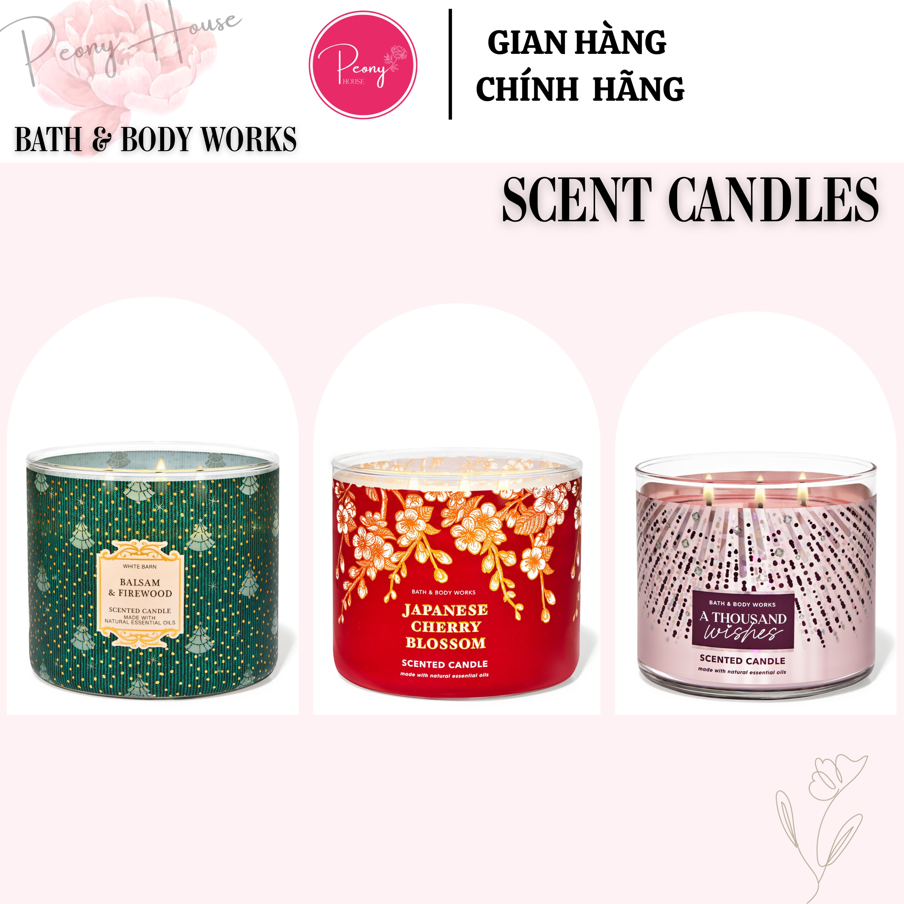 Nến thơm Bath and Body Works 3 bấc - Scent Candles BBW