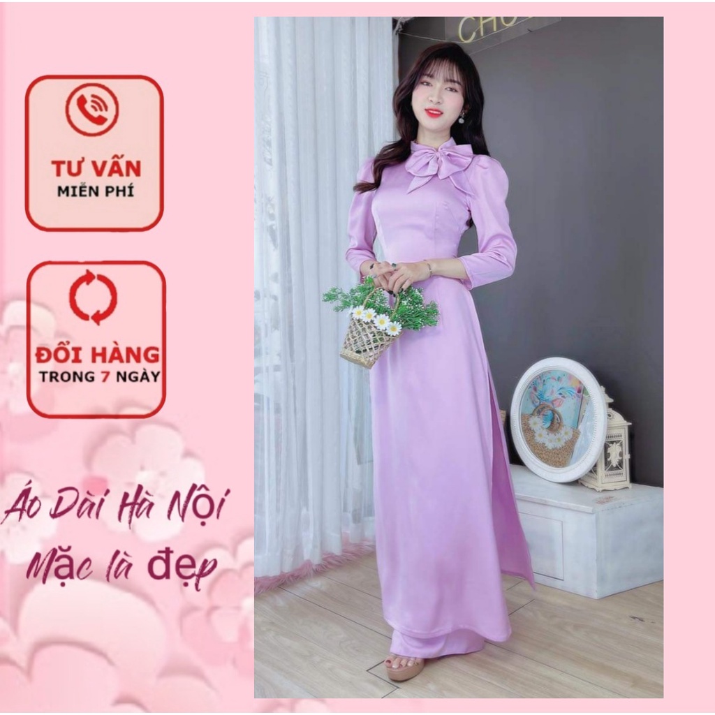 [giá xưởng} mẫu áo dài tím cà mới nhất vải lụa cao cấp - áo dài hà nội