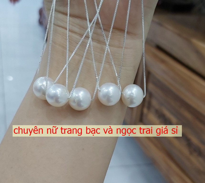 bộ dây bạc thật mặt ngọc trai nuôi siêu dễ thương ( hình thật )