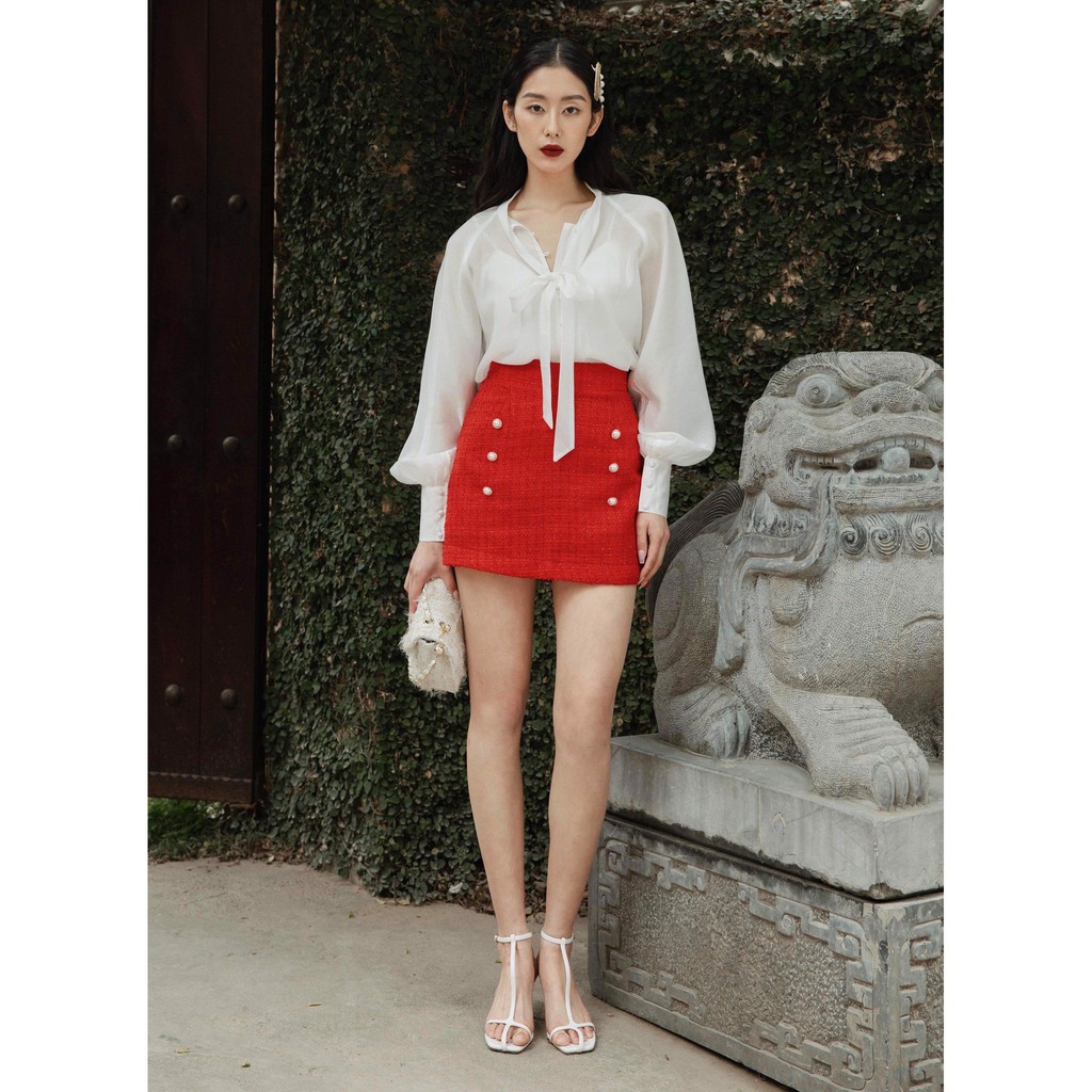 DOTTIE PREMIUM - Chân váy Mini Spring Shirt With Pearl Button S0053