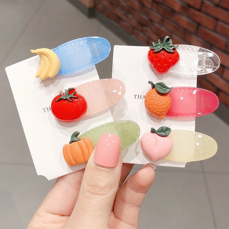 Bộ 03 kẹp tóc mỏ vịt hoa quả