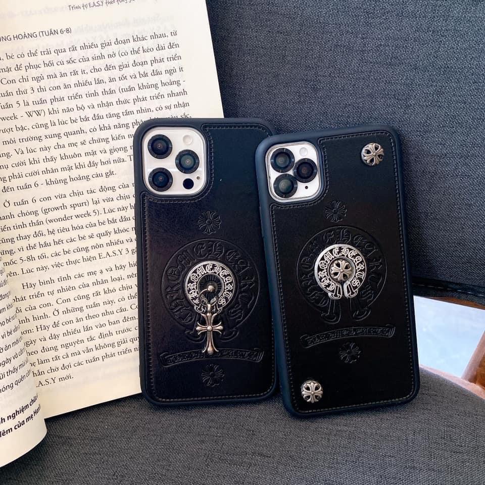 ốp lưng iphone chrome heart da gắn logo