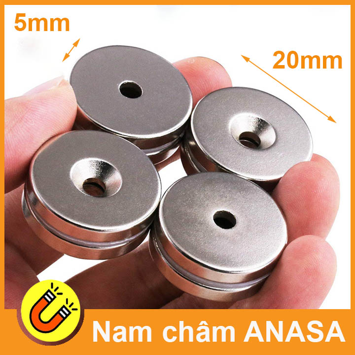 Round Magnet 20X5 with 5mm Holes, Strong Magnetism N35