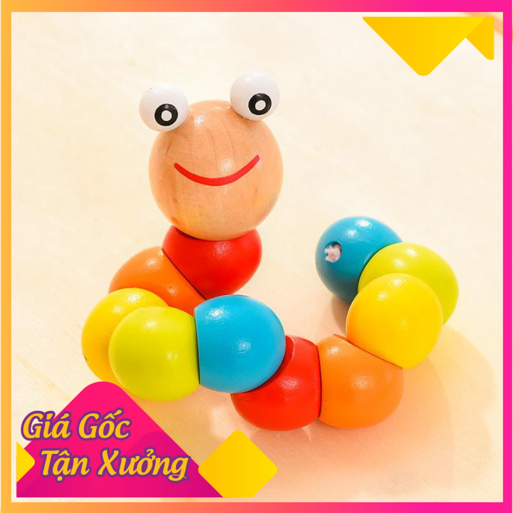 Đồ chơi con sâu bằng gỗ đáng yêu, ngộ nghĩnh Hàng Tốt