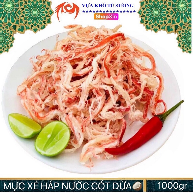 Mực hấp nước dừa xé sợi ăn siêu ngon 800gram/ 400gram/ 200gram - an toàn vstp