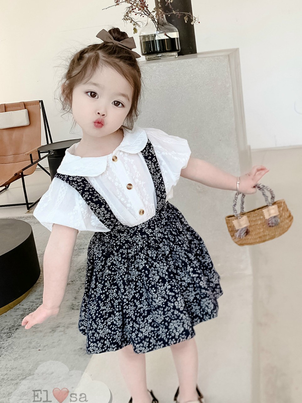 Set chân váy kèm áo sơ mi cao cấp cho bé