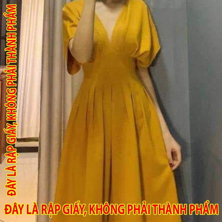 Rập giấy dc019 - đầm xếp ly lật - nl