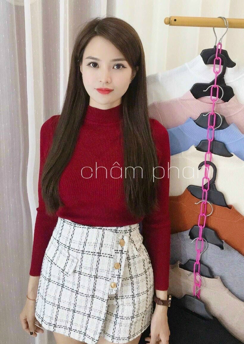 Áo thun lụa tay dài cổ lọ siêu xinh ttvv0284