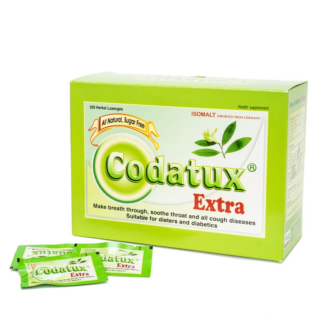 Kẹo CODATUX - CODATUX EXTRA [Hộp 200 viên] - Kẹo ngậm ấm bụng, giảm cảm lạnh, hết ho