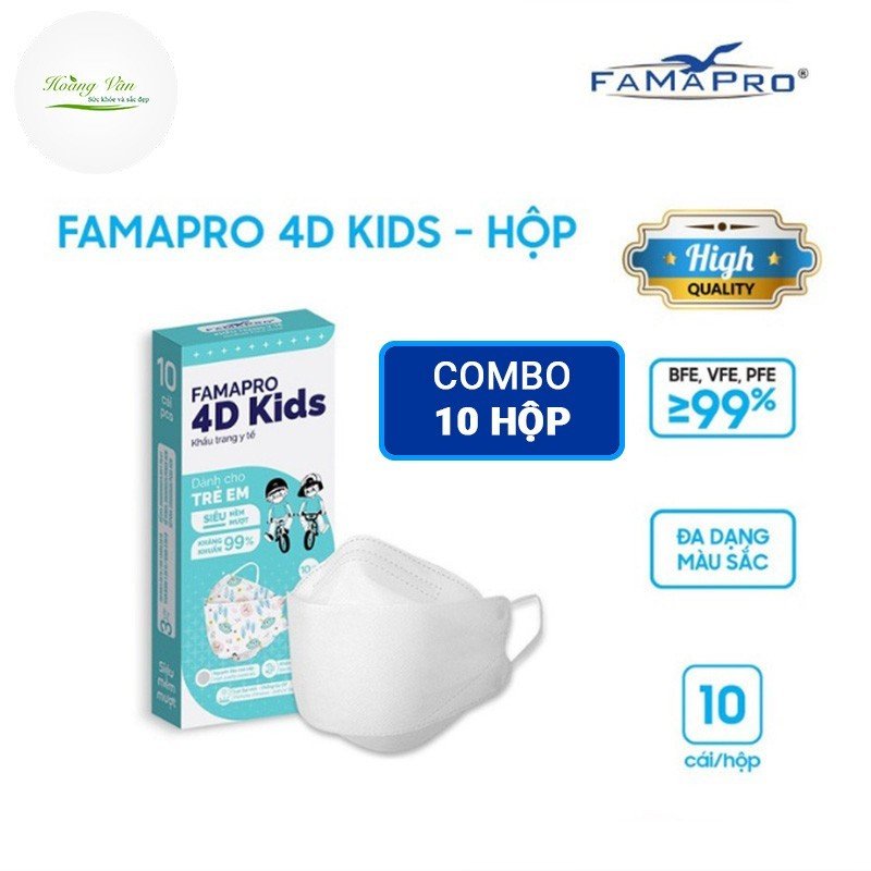 Combo 10 x hộp khẩu trang trẻ em 4d kid famapro