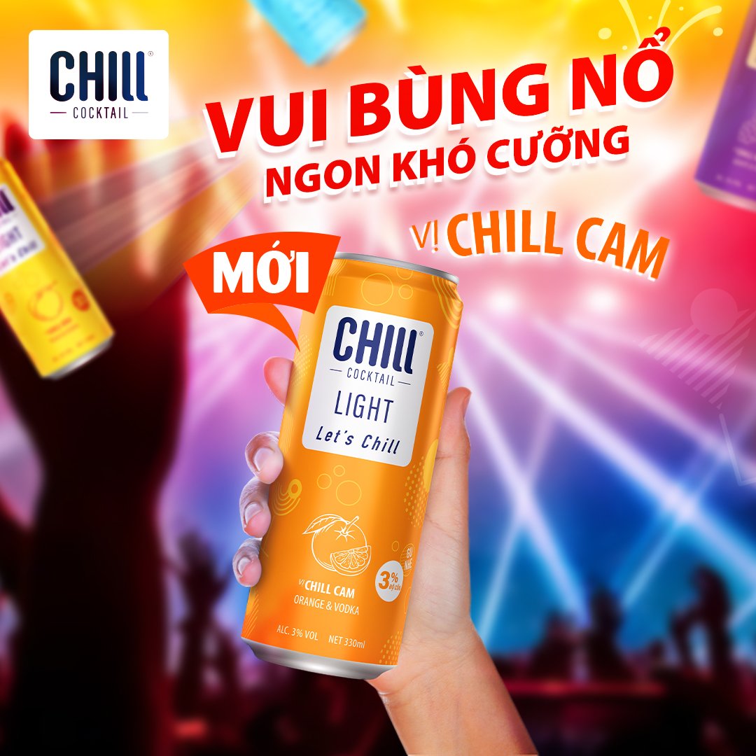 Thùng 24 lon Chill Cocktail vị Cam 330ml/lon (độ cồn 3%)
