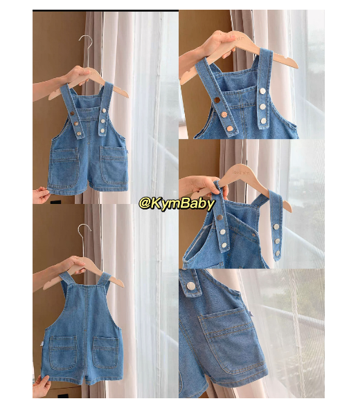 Yếm short jean 2 túi đắp cho bé Y598