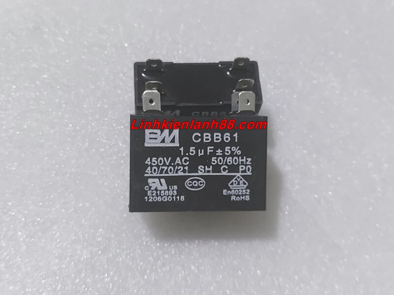 Tụ Quạt Điều Hòa 1.5uf Chân Jack, Mới, Chính Hãng 100%