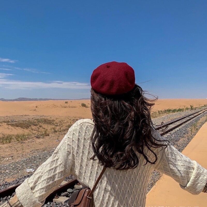 Mũ nồi - nón bánh tiêu nữ tính - nón beret bánh tiêu lông mềm mũ nồi tiểu thư hàn quốc
