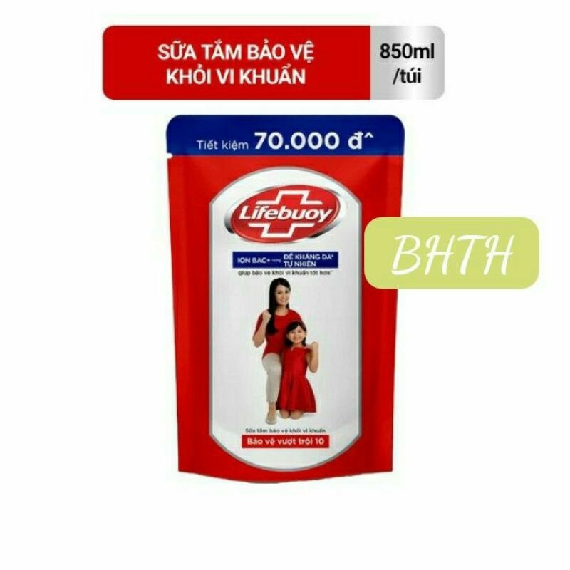Sữa tắm Lifebuoy 850g - Bảo vệ vượt trội túi đỏ