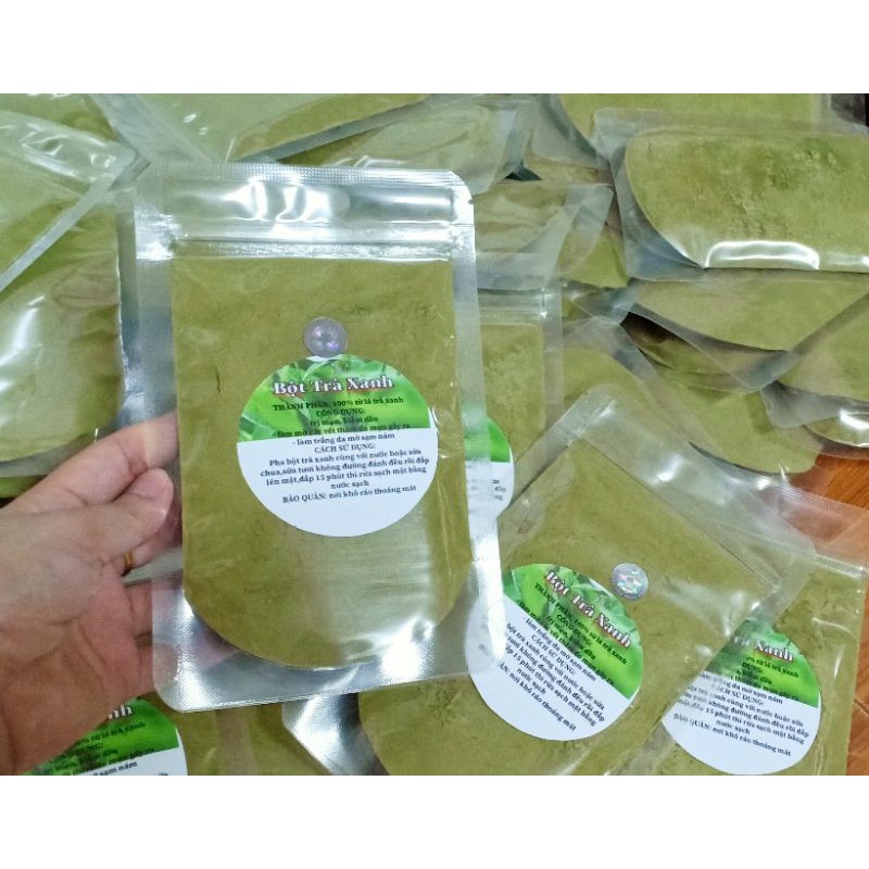 100g bột trà xanh nguyên chất làm trắng da, giảm mụn và dầu nhờn