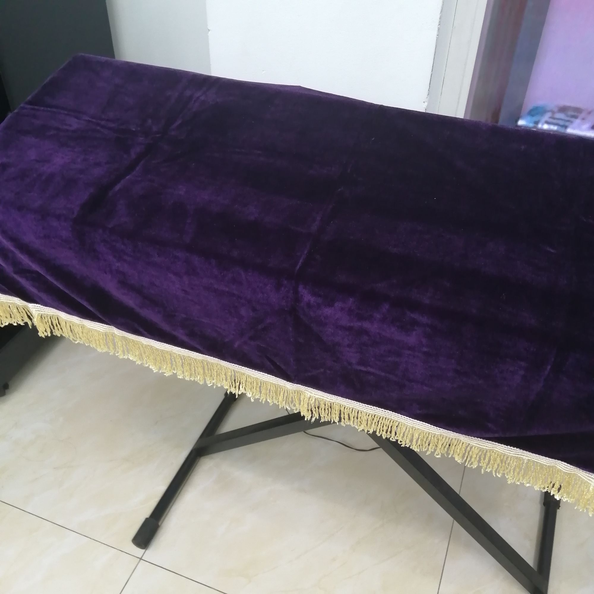 Khăn phủ đàn organ 61 phím nhung tím dày đẹp chất lượng