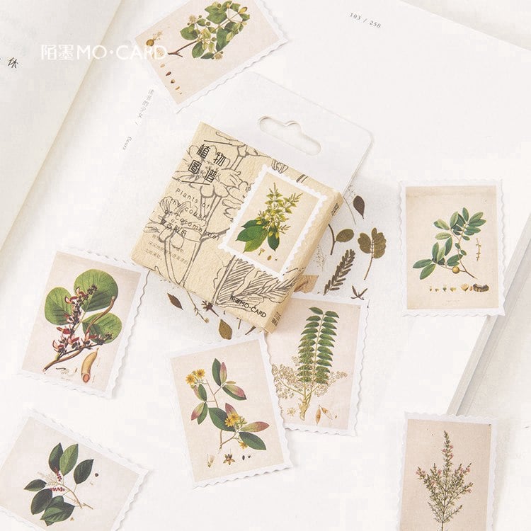 Hộp 45 Sticker Dán tem cây Thảo Dược vintage