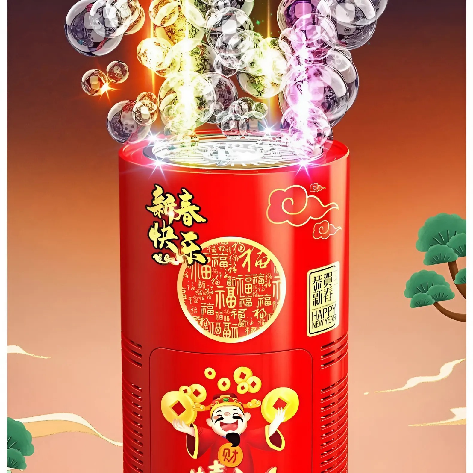 Air fireworks bubble maker Music bubble maker 16 holes automatic led bubble maker-happy home 4U