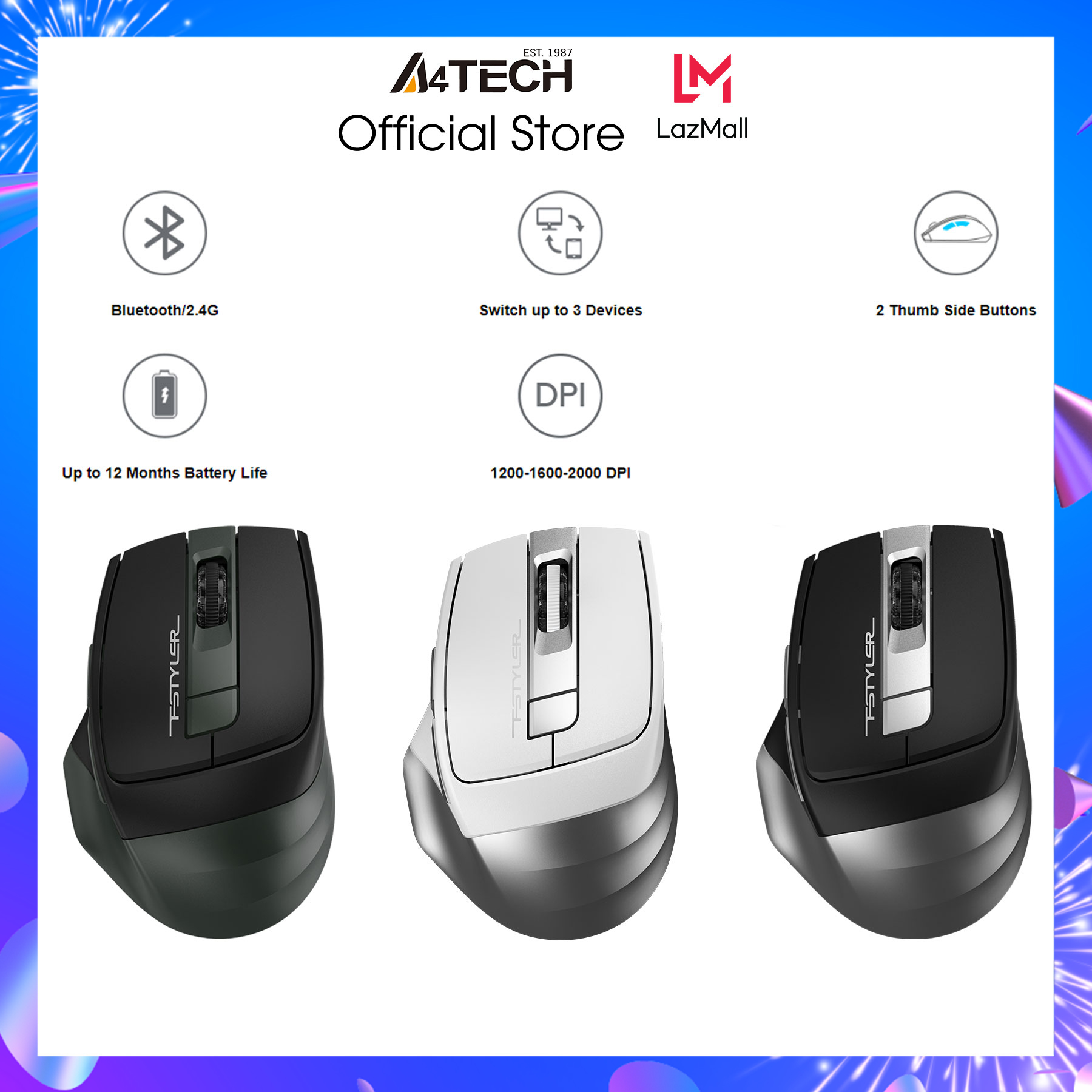Chuột không dây Bluetooth A4Tech FB35 - Hàng Chính Hãng