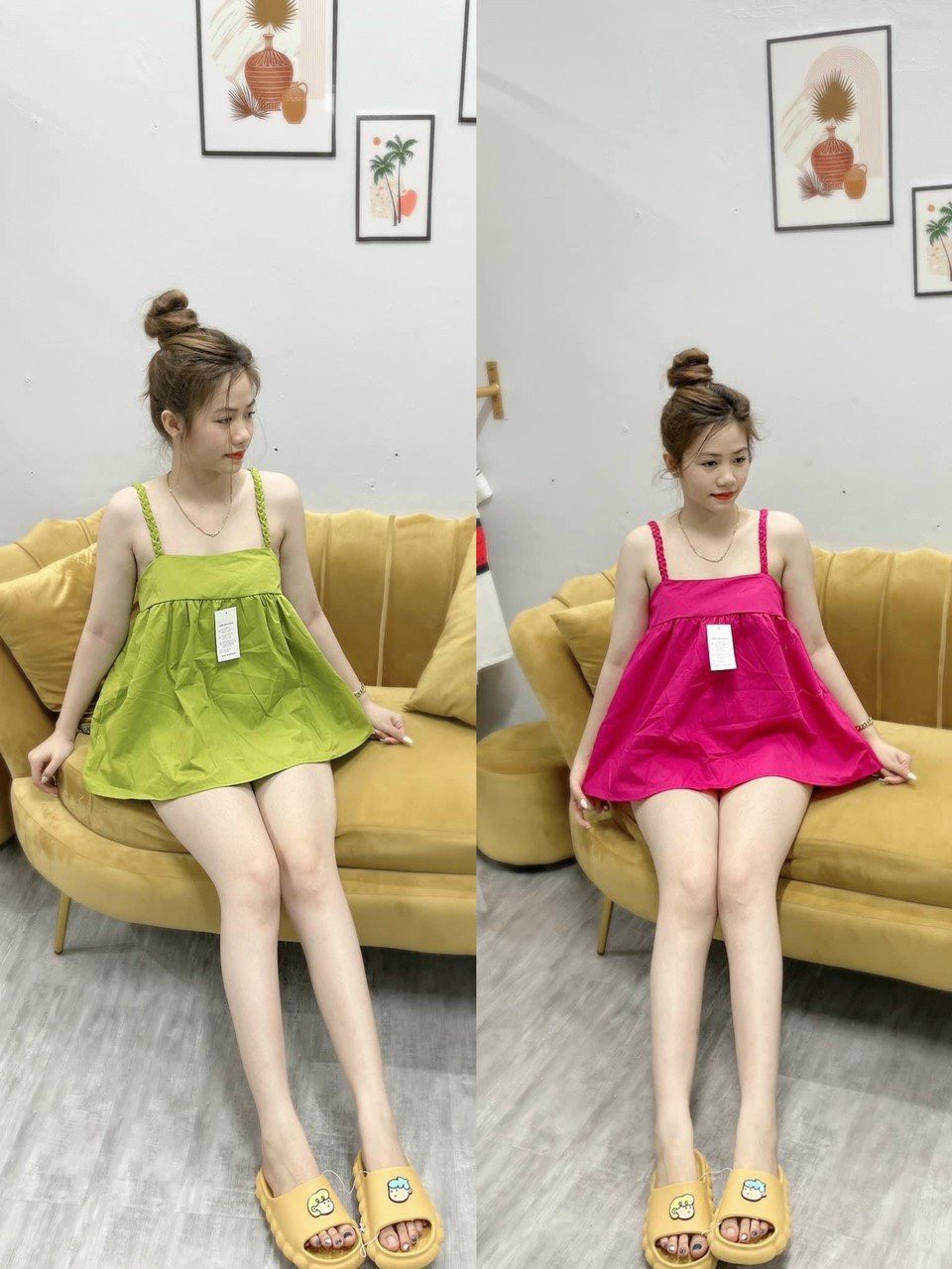 Set đồ nữ áo babydoll 2 dây kèm quần