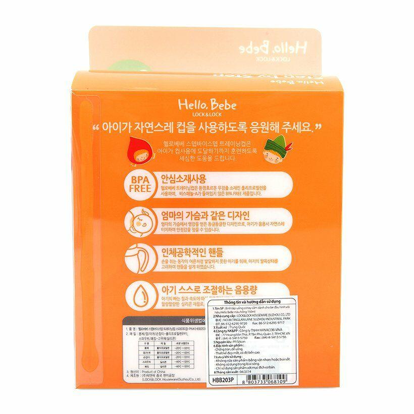 Bình tập uống nước bước 2 Lock & Lock Hello Bebe HBB203P 150ml