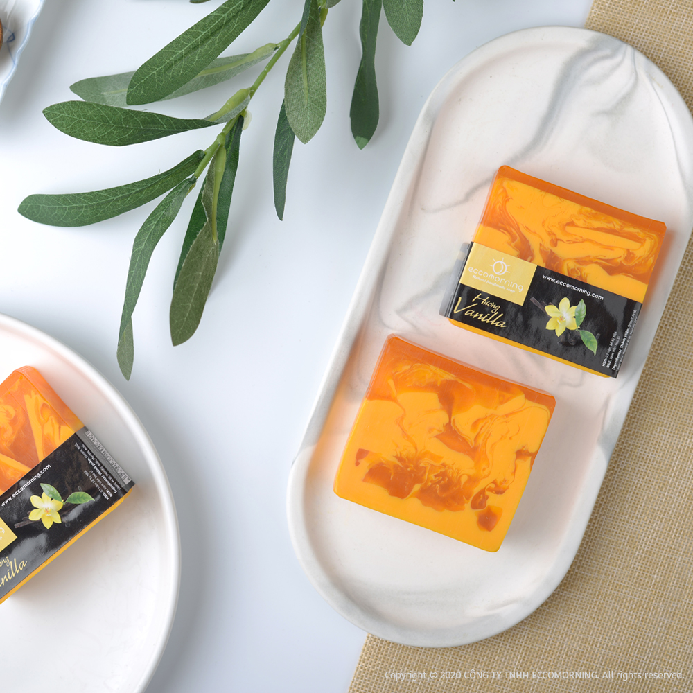 Xà Bông Thiên Nhiên Handmade eccomorning Hình Vuông Hương Vani - Vanilla Soap