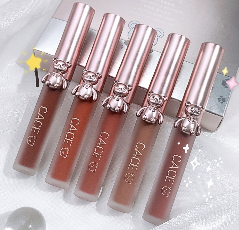 [ HCM] Set 5 son cace thiết kế vỏ gấu dễ thương