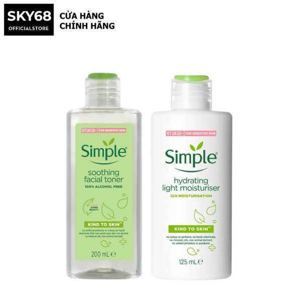 Combo 2 Sản Phẩm Giúp Da Sạch Sâu, Cấp Ẩm Và Nuôi Dưỡng Da Sáng Khỏe Simple Kind To Skin (Toner 200ml + Sữa dưỡng 125ml)