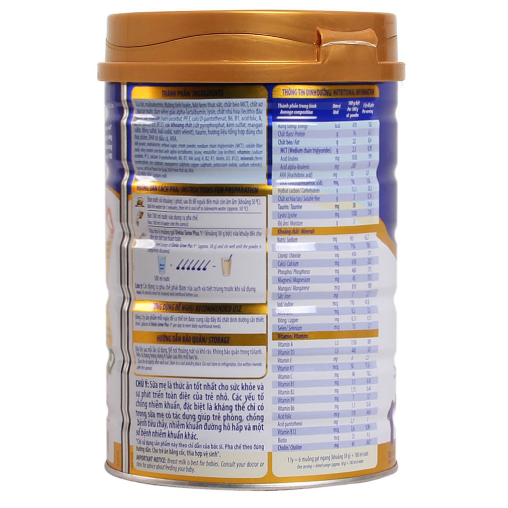 SỮA BỘT DIELAC GROW PLUS XANH 1+/2+ 900g