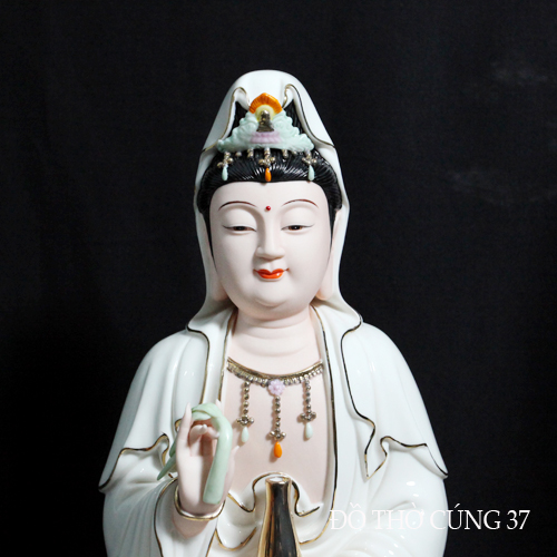 [ CAO 35 CM ] TƯỢNG  QUAN ÂM  MEN SỨ CAO CẤP