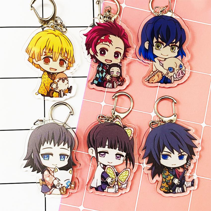 ( Mica trong acrylic 2 ) Móc khóa Kimetsu no Yaiba Thanh gươm diệt quỷ ver ngồi quà tặng xinh xắn dễ thương anime chibi