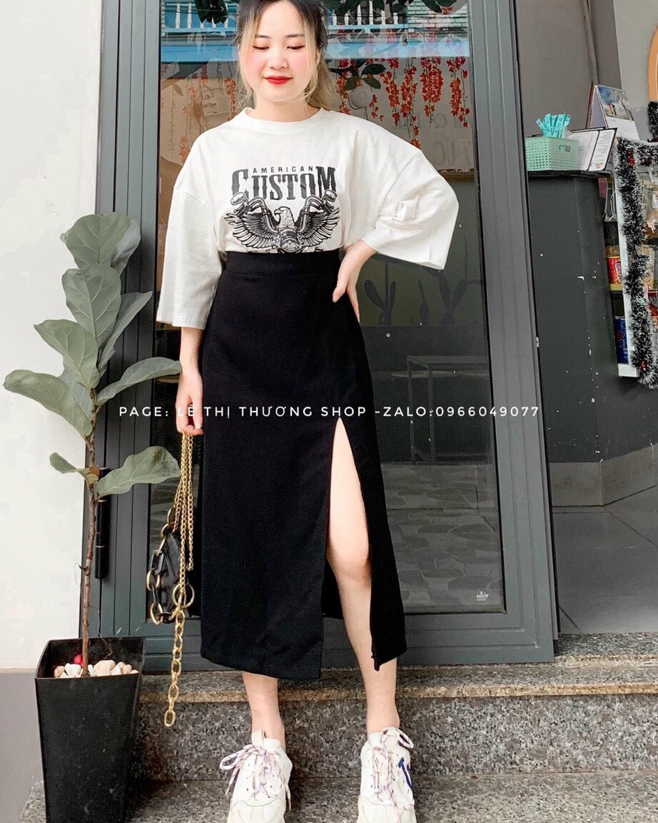 ✨set váy xẻ tà + tshirt đại bàng
