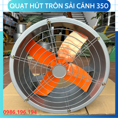 Quạt công nghiệp hút tròn cánh 350 . kích thước cả lồng 400 .tốc độ 1400 vòng / phút