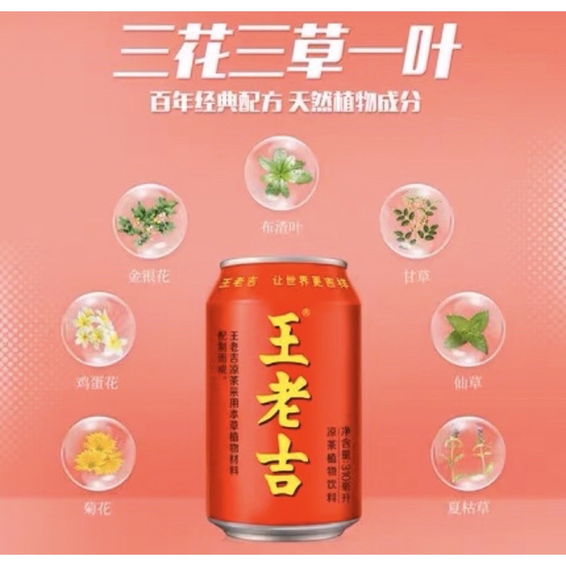 trà sâm - trà thảo mộc Wanglaoji thùng 24 lon