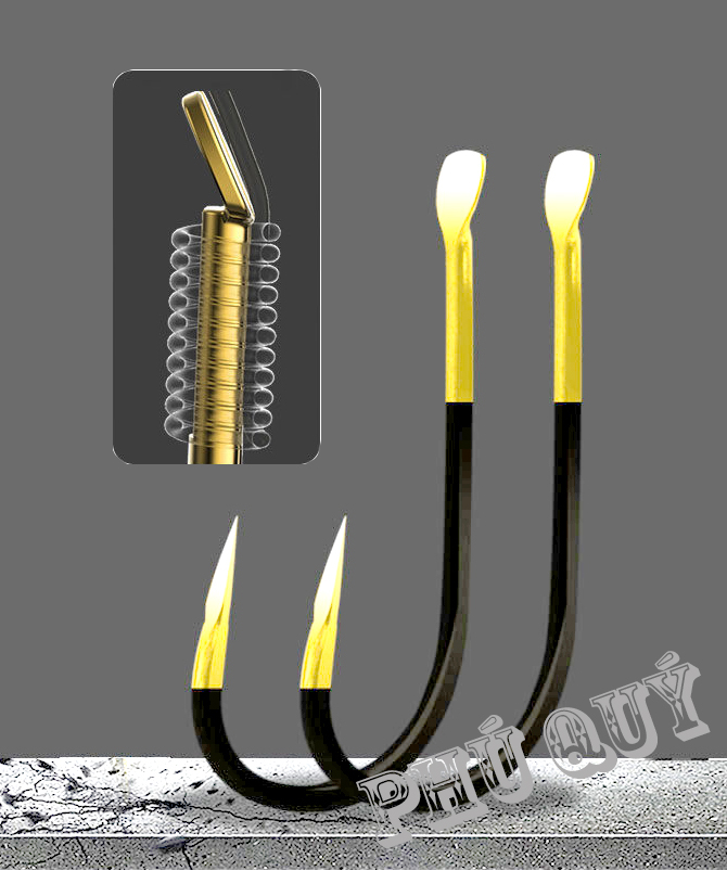 Hộp 200 Lưỡi Câu Thép Vàng - Đen (Không Ngạnh) - (Mã K1)
