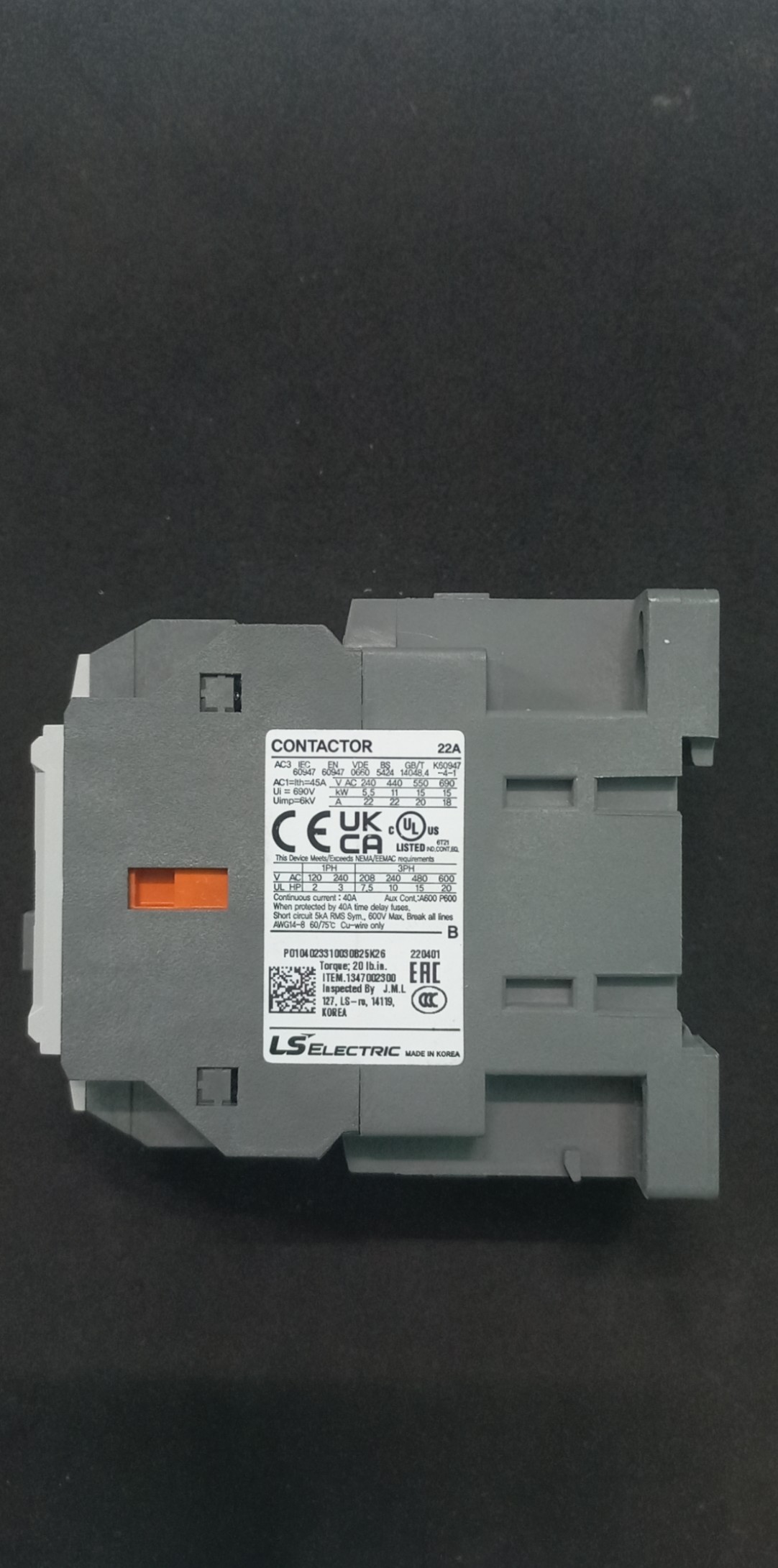 Khởi động từ LS 22A, Contactor LS MC-22B