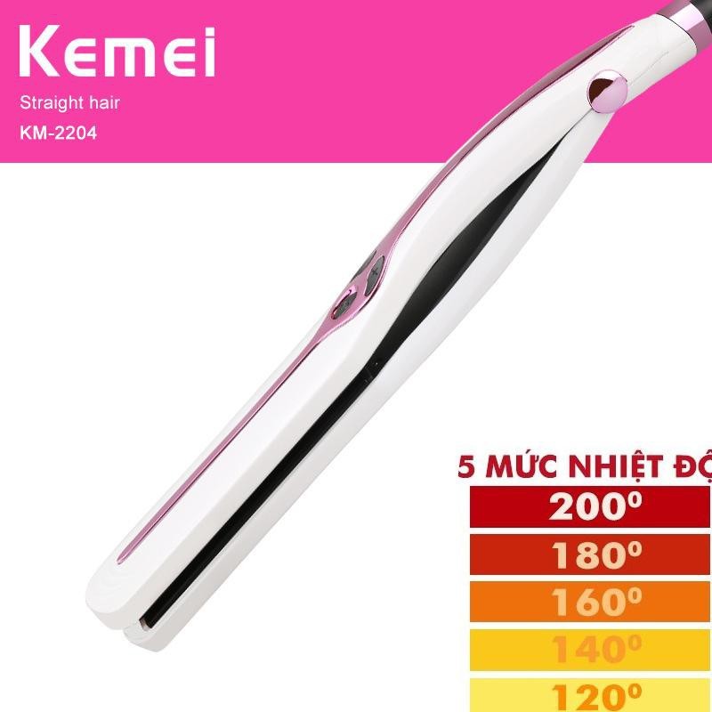 Máy duỗi tóc có 5 mức chỉnh nhiệt công suất 35w kemei KM2204 cao cấp