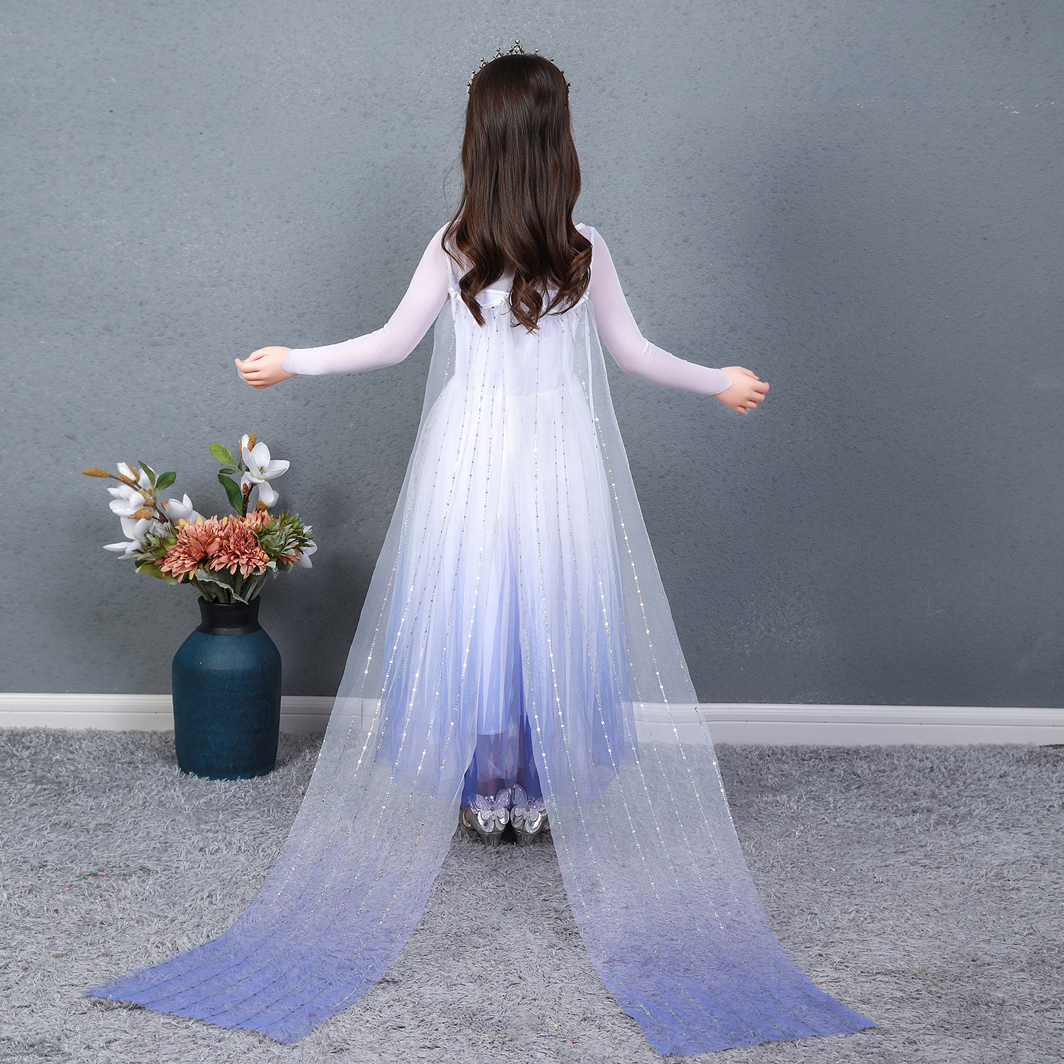 Đầm elsa bé gái tà dài cho bé từ 3 - 8 tuổi