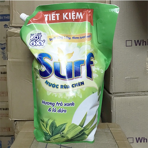 Nước rửa chén Surf hương trà xanh & lá dứa túi 3.5 Kg