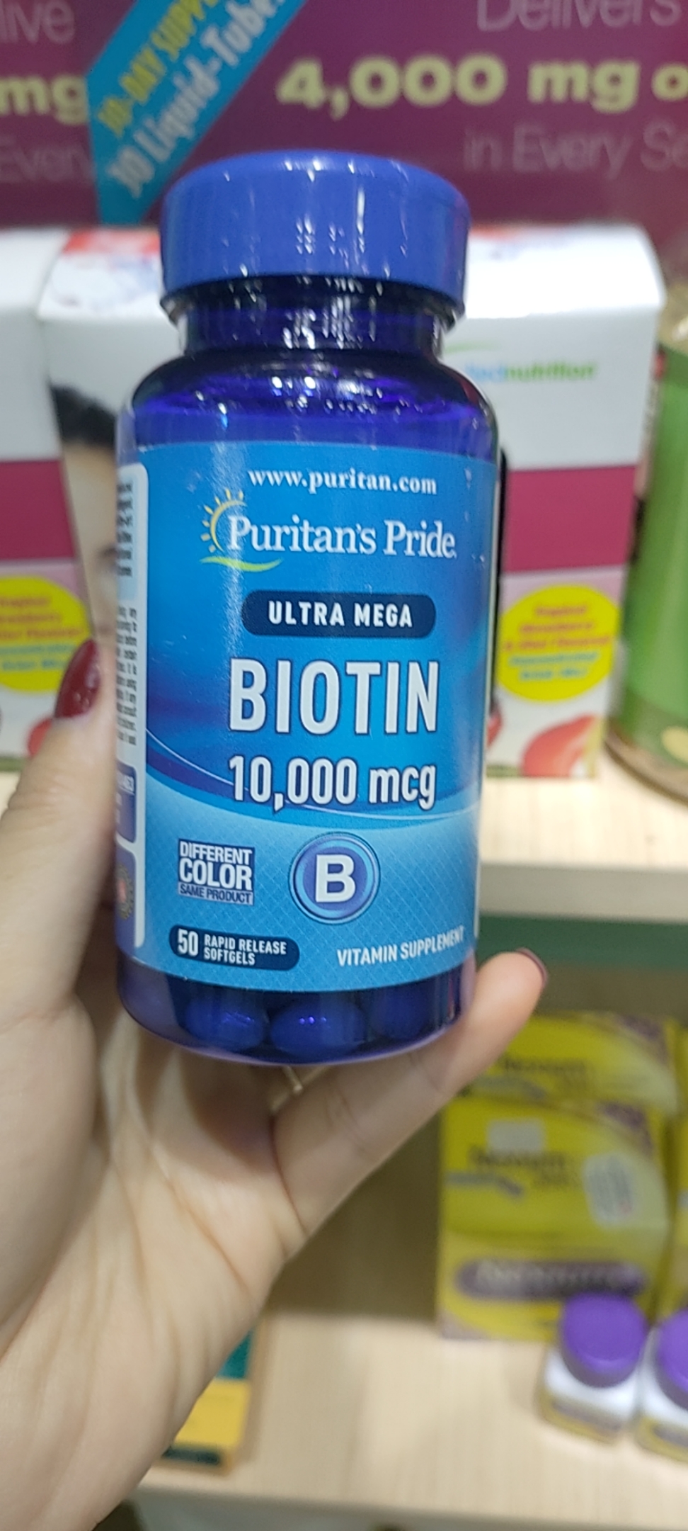 Viên Uống Hỗ Trợ Mọc Tóc Puritan's Pride Biotin 10000mcg