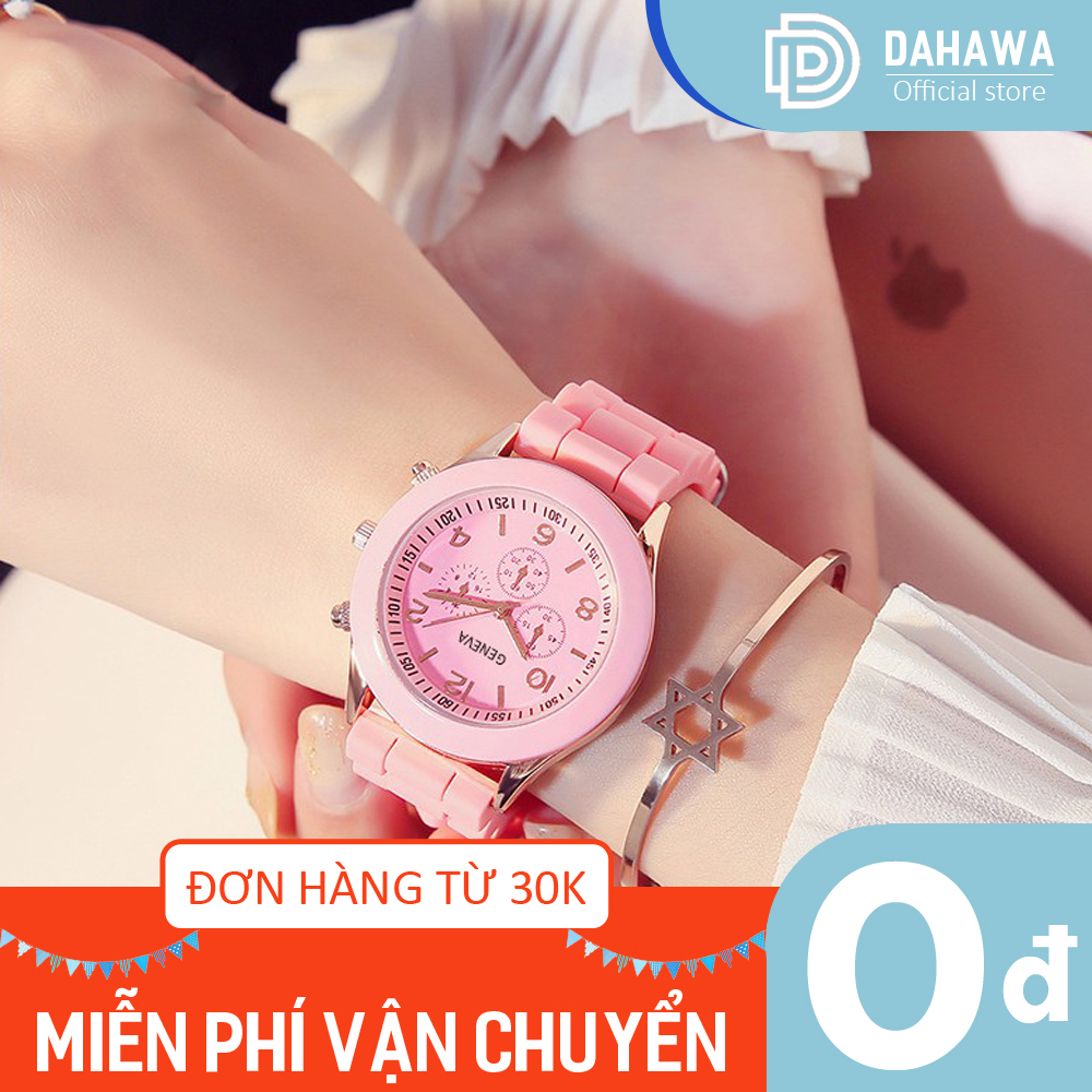 Đồng hồ thời trang nữ GENEVA G143 dây silicon mêm dẻo đeo êm tay, mặt tròn số, chống thấm sinh hoạt, bảo hành 6 tháng