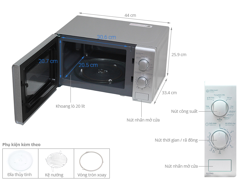 Lò vi sóng Sharp có nướng R-G226VN - 20 lít