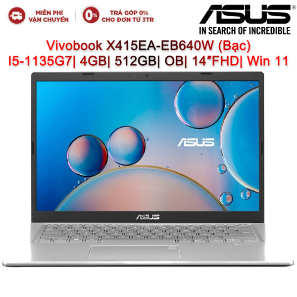 Bảng giá Laptop ASUS Vivobook X415EA-EB640W I5-1135G7| 4GB| 512GB| OB| 14″FHD| Win 11 Phong Vũ