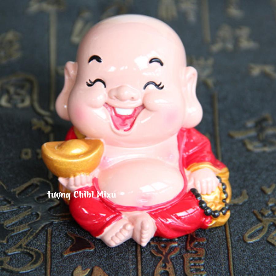 Tượng chibi di lặc 6cm - cầm thỏi vàng