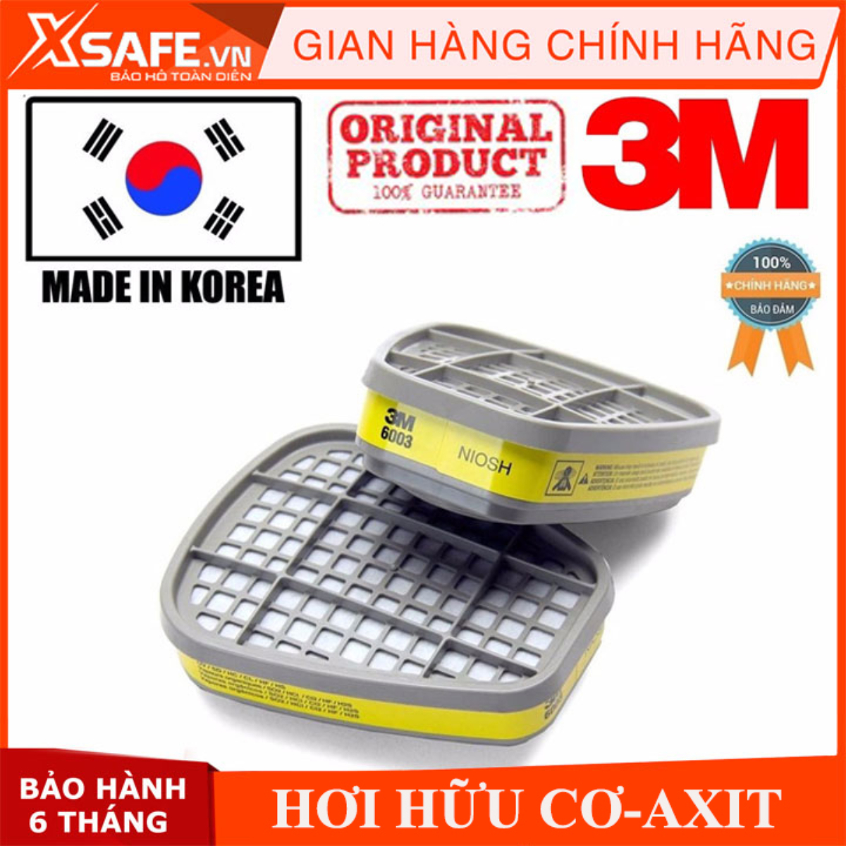 Phin lọc 3M 6003 Phin lọc hơi hữu cơ, vô cơ (thuốc bảo vệ thực vật, hơi sơn, hóa chất) cho mặt nạ phòng độc 3M 6200 3M 7502 3M 6800