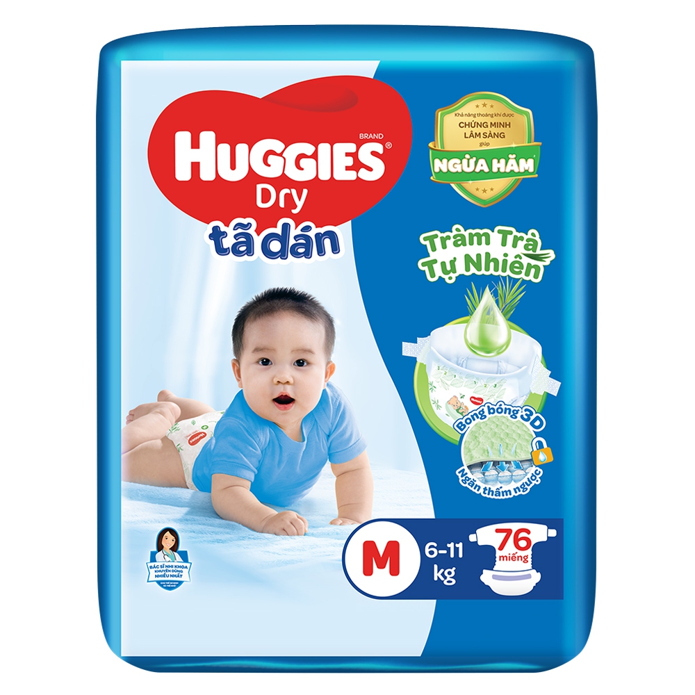 Tã dán Huggies size S80/M76/L68/XL60/XXL54